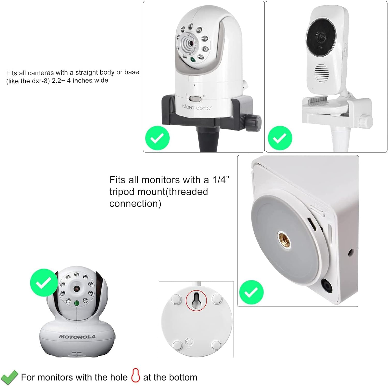 Baby Monitor Mount Camera Shelf Compatible with Infant Optics DXR 8 and Most Other Baby Monitors,Attaches to Crib Cot Shelves or Furniture,Universal Baby Camera Holder,（Black） image number 2