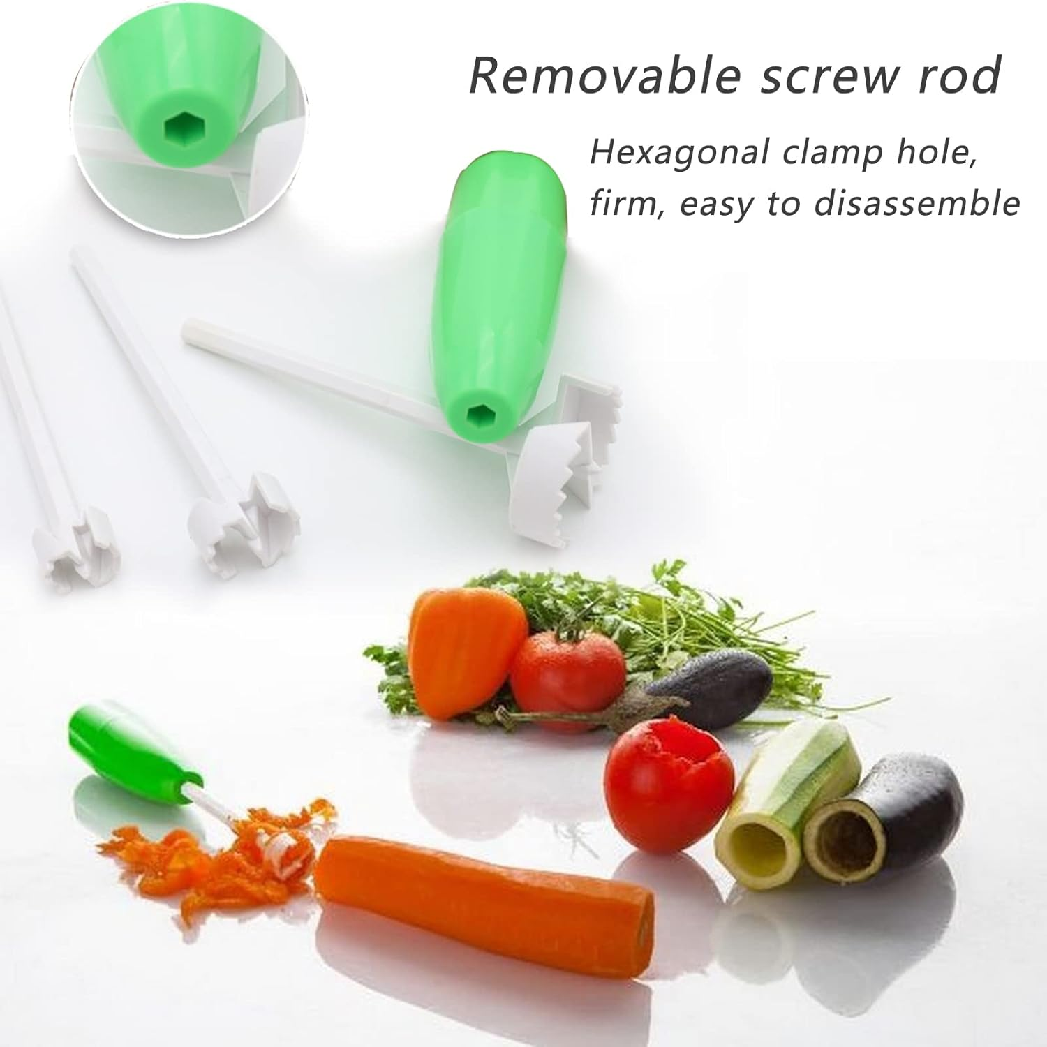 Zucchini Pumpkin Eggplant Vegetable Coring Tool 4-Piece Set with Replaceable Sizes - Kitchen Filling Seeder for Cucumber and Long Vegetables image number 3