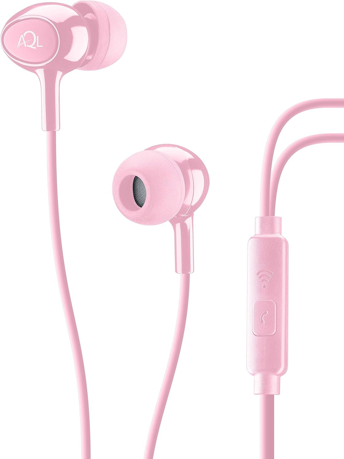 AQL Acoustic | Wired Headphones | Wired Headphones with Microphone and Integrated Answer Button for Smartphones - Stereo - 3.5Mm Jack - Pink