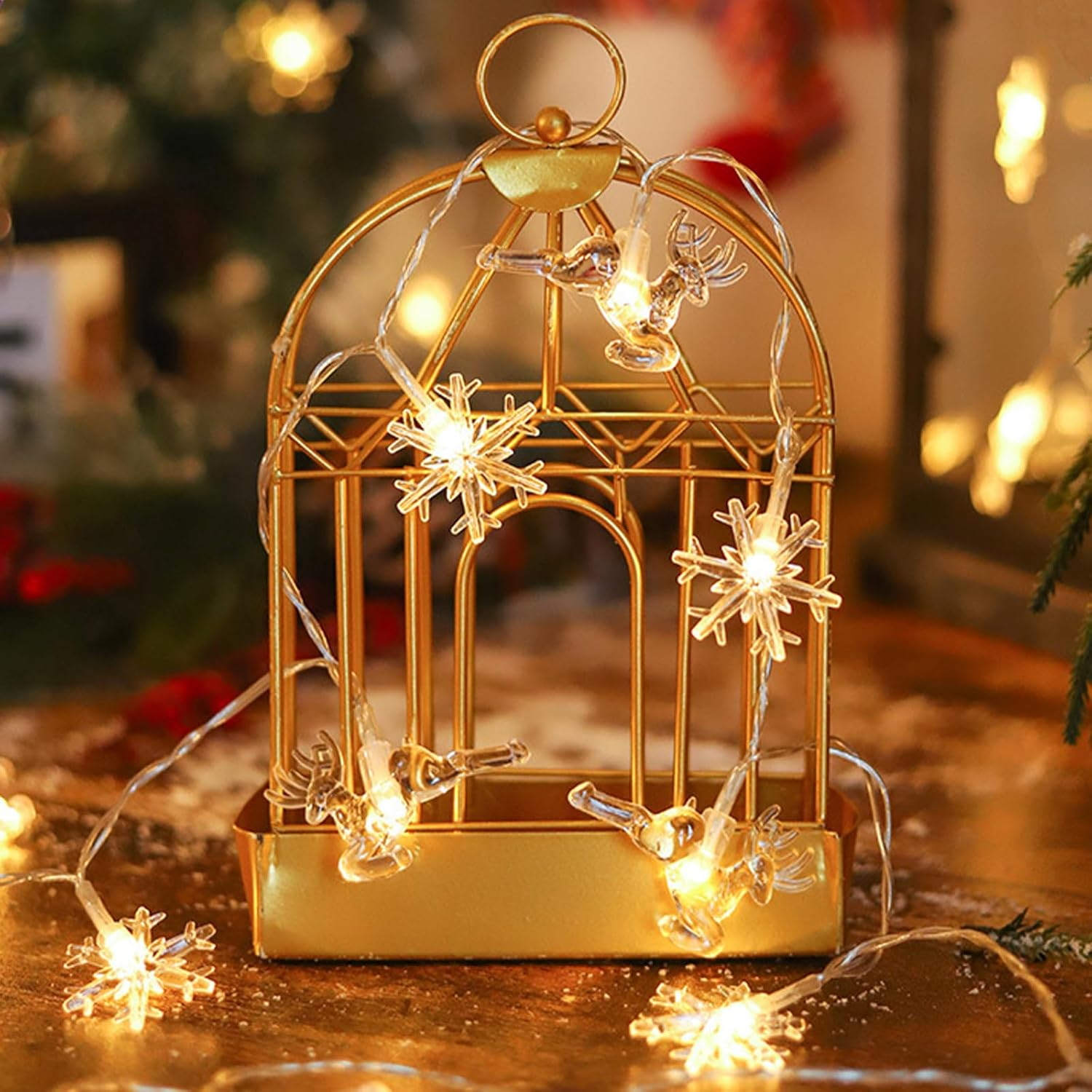 LED Fairy Lights with Snowflakes and Angels, Warm White, 3 Metres, 20 Leds, Christmas Lights for Indoor, Decorative Lighting image number 5