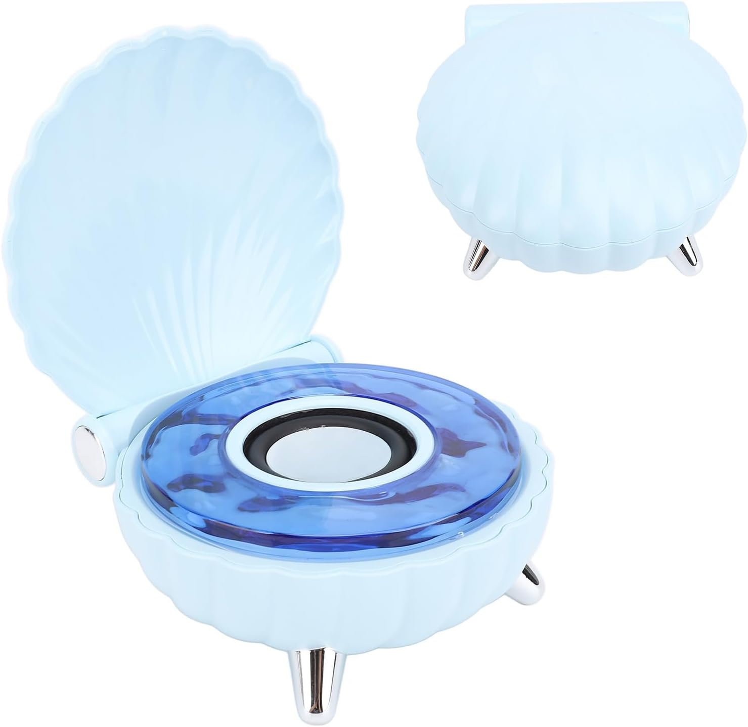 Shell Lamp with Bluetooth Speaker, Wave Shell Speaker with Colorful Night Lights for Bedroom Living Office (Blue)