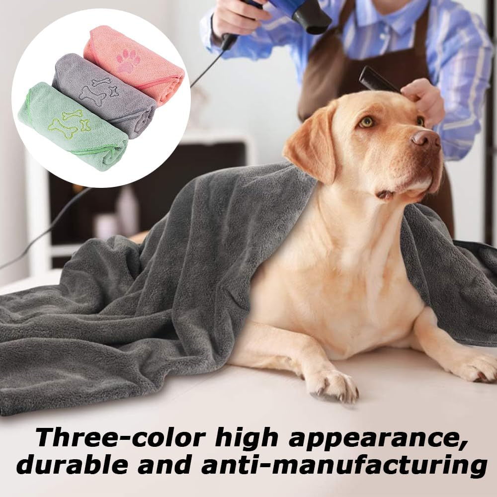 Pack of 3 Large Microfiber Pet Towels, Quick Dry Dog & Ca Washcloths, Super Absorbent Sweat Rags, for Pet Bathing, Grooming, and Drying 50X100 CM image number 5