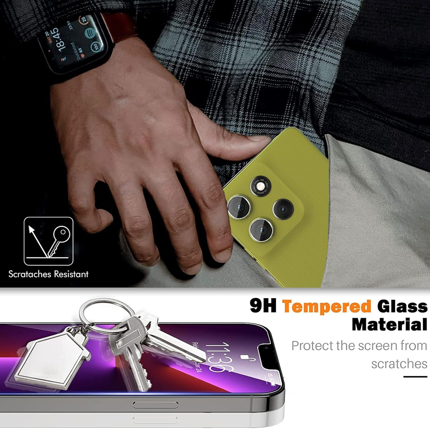 TUTUO Screen Protector for Motorola Moto G86 5G for Tempered Glass, [Pack of 2 + 2] Tempered Glass + Camera Protection, 9H Hardness HD Clear Film, Anti-Scratch, Anti-Fall Screen Protector Film image number 5