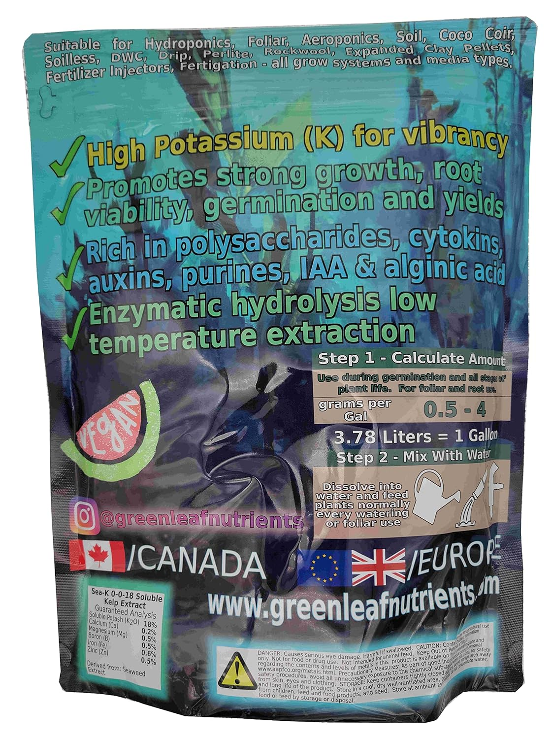 Seaweed and Kelp Hydroponic Nutrient for Plants - Organic Sea-K - Concentrated Extract Powder Nutrient Makes 700 Liters image number 3