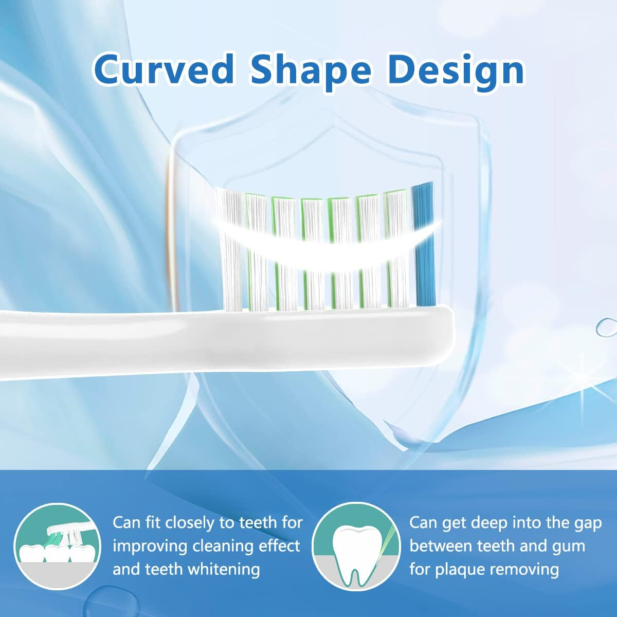 Compatible with Waterpik Complete Care 9.0 (CC-01), 5.0 (WP-862) Sonic Electric Toothbrush Replacement Brush Heads STRB-10WB, Soft Bristle, 10 Pack (White) image number 2