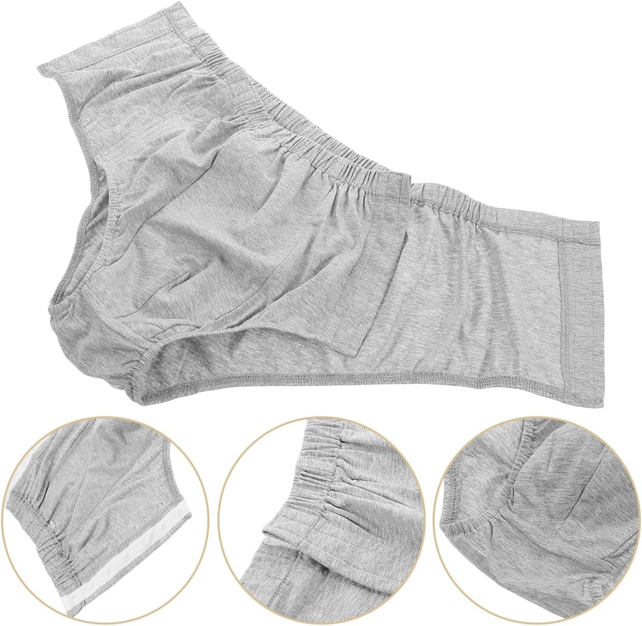 FOMIYES Adaptive Men'S Tearaway Briefs for Rehabilitation | Easy Open Fracture Underwear | Comfortable Buckle Design | Ideal for Incontinence Care - Grey L Size image number 6