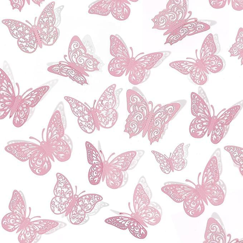 Quhoxdye 72 Pcs Gold Butterfly Decorations - 3 Sizes, 3 Styles, 3D Wall Decor for Parties, Birthdays & Crafts,Butterflies for Crafts, Bouquet, Cake Decorating, Flower Arrangements, (Purple)