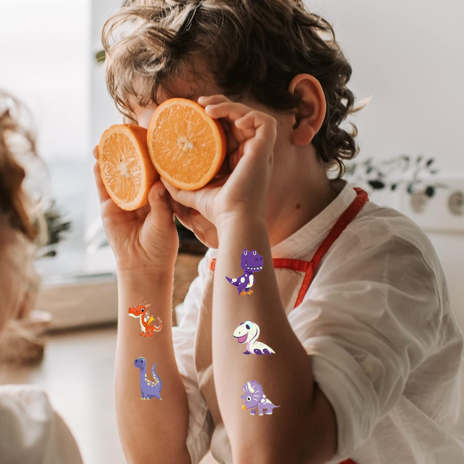 BUYLONG Dinosaur Temporary Tattoos Glow in the Dark Dinosaur Stickers, Temporary Face Sticker Set, Face Makeup Fake-S Tattoos, Birthday Party Supplies Decorations (108 Kinds of Glow) image number 2