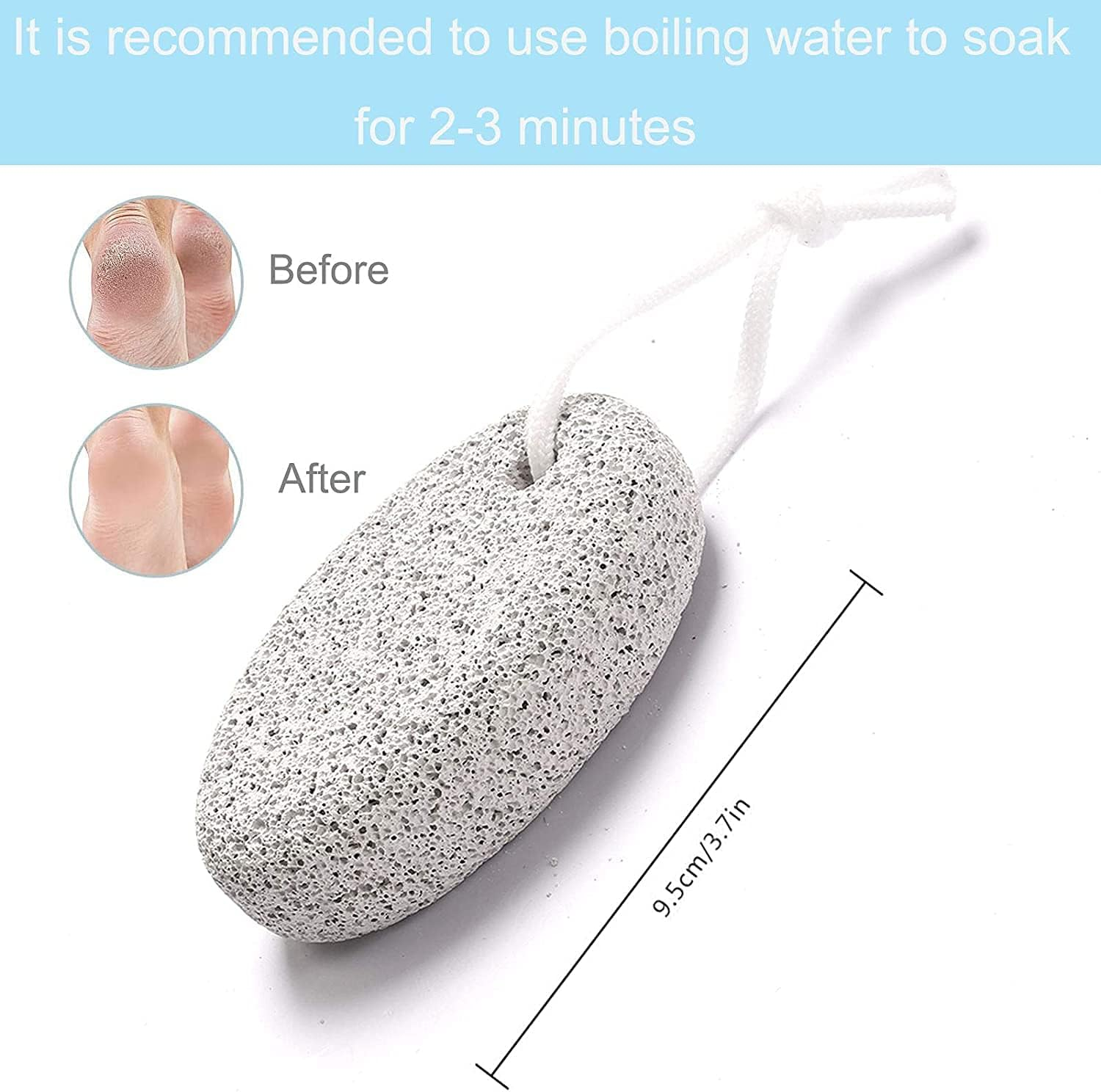 AISHU Natural Pumice Stone for Feet, Borogo 2-Pack Lava Pedicure Tools Hard Skin Callus Remover for Feet and Hands - Natural Foot File Exfoliation to Remove Dead Skin, Heels, Elbows, Hands image number 2