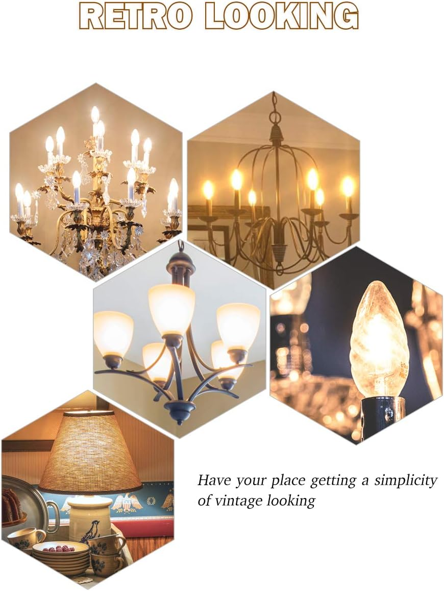 6 Pack Vintage E14 Candle Light Bulbs 4̣0̣Ẉ, Dimmable E14 Small Screw Bulbs, Vintage Edison Screw Bulb, Warm White 2700K image number 1