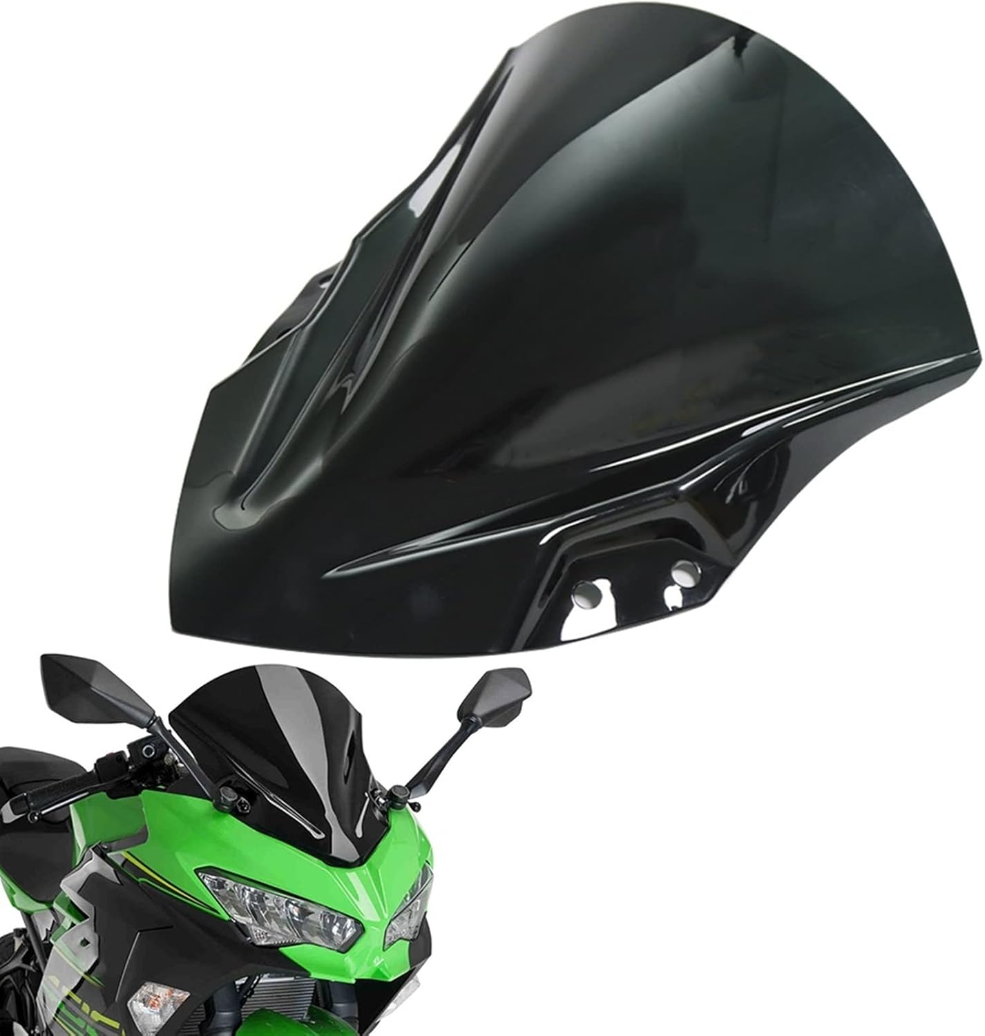 XINMINGYUE Ninja400 Motorcycle PC Plastic Windscreen Windshield Baffle Wind Deflectors Fit for Kawasaki Ninja 400 2018-2022 Headlights Motorcycle(Black) image number 2