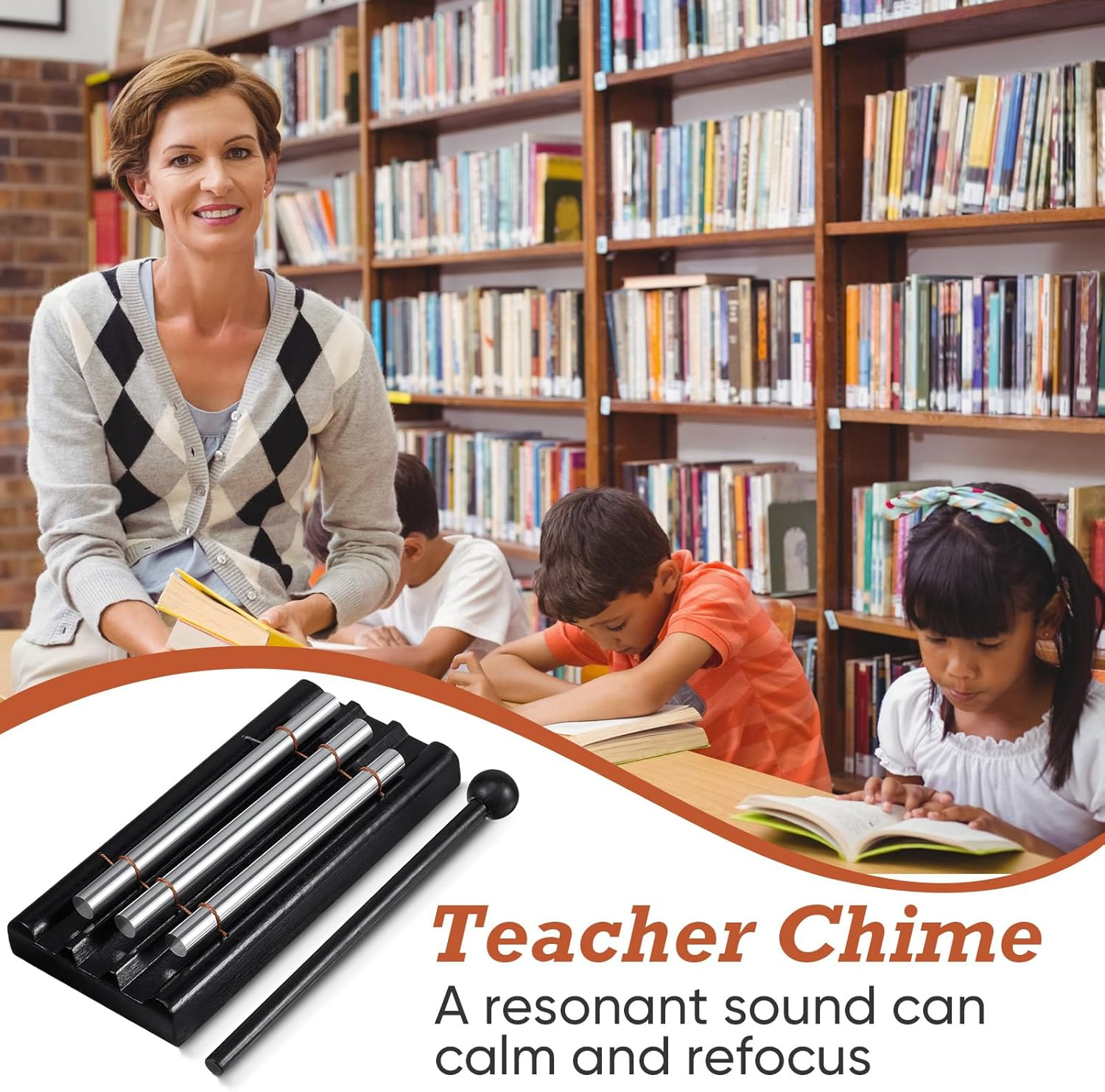 Classroom Chime Meditation Chimes Trio Teacher Three Tone Hand Bell for Management Mindfulness Percussion Instrument Reminder with Mallet Storage Bag for Prayer Teacher Gift Eastern Music Yoga image number 4