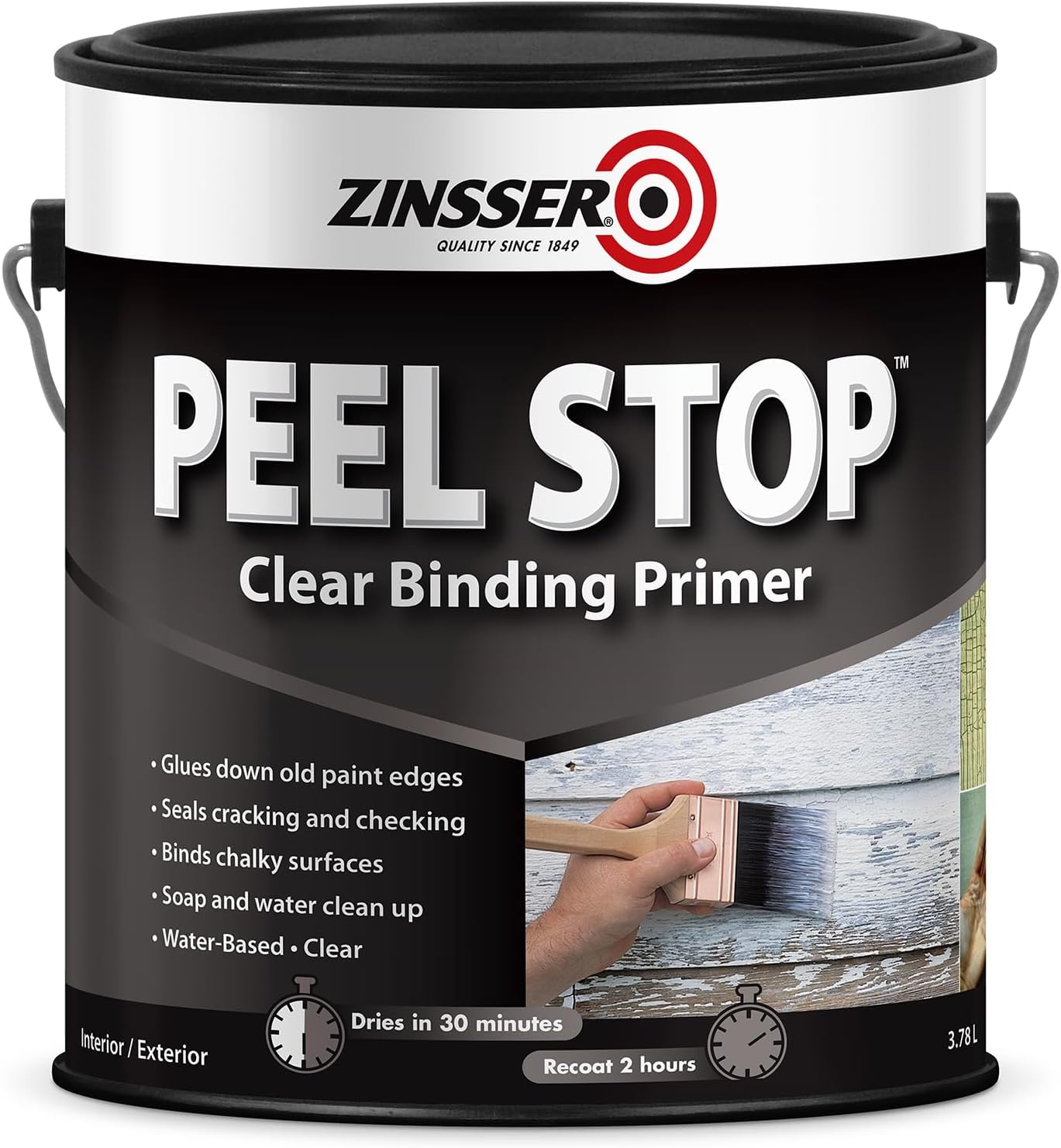 Zinsser Peel Stop Triple Thick Primer &ndash; Peel-Resistant, Water-Based, High-Binding, Flexible, Fast-Drying, Crack Sealing, White Finish, for Interior & Exterior Surfaces, White, 946 Ml (Pack of 4) image number 4