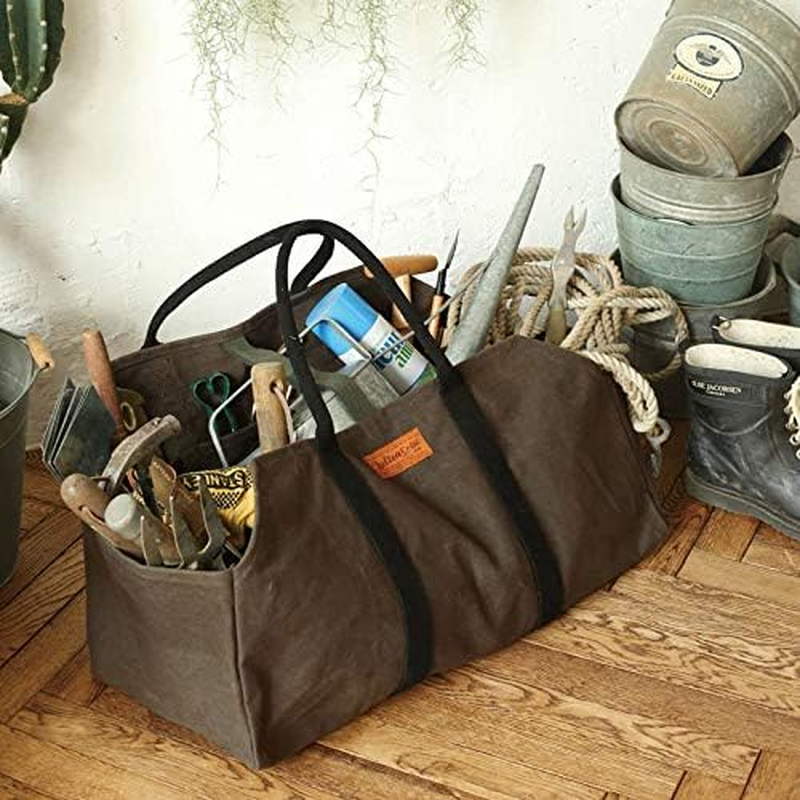 Dulton Y959-1267OV Wax Canvas Log Bag Olive Large Bag Wide Gusset Camping Pastry Height 12.6 Inches (320 Mm) Width 23.6 Inches (600 Mm) Depth 9.8 Inches (250 Mm) image number 5