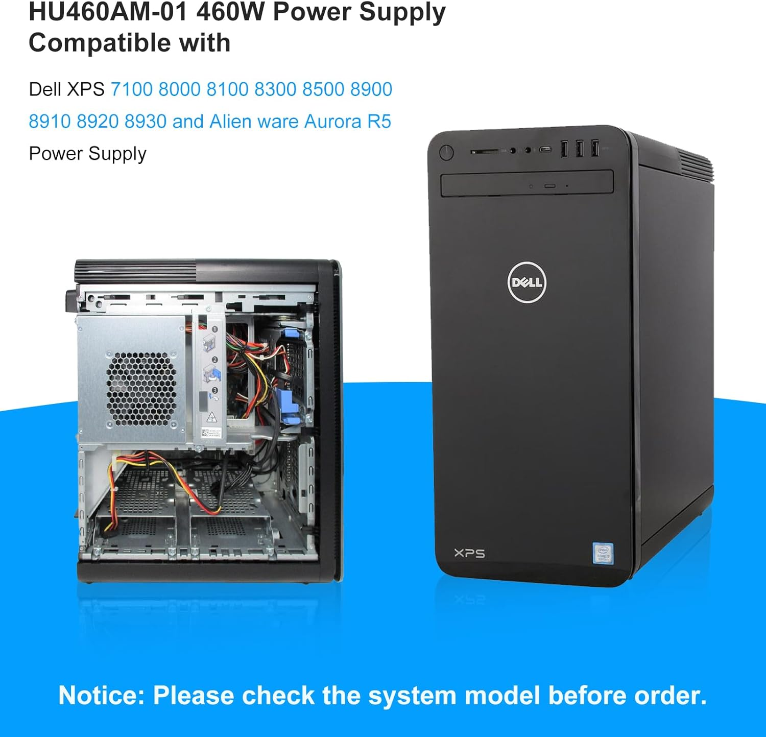 Upgraded HU460AM-01 WC1T4 D460AM-03 460W Power Supply HU460AD-01 D460AM-01 WY7XX PSU Compatible with Dell XPS 8930 8920 8910 8900 8700 8300 Alien-Ware Aurora R5 DPS-460DB-15 AC460AD-00 AC460AM-01 PSU image number 6