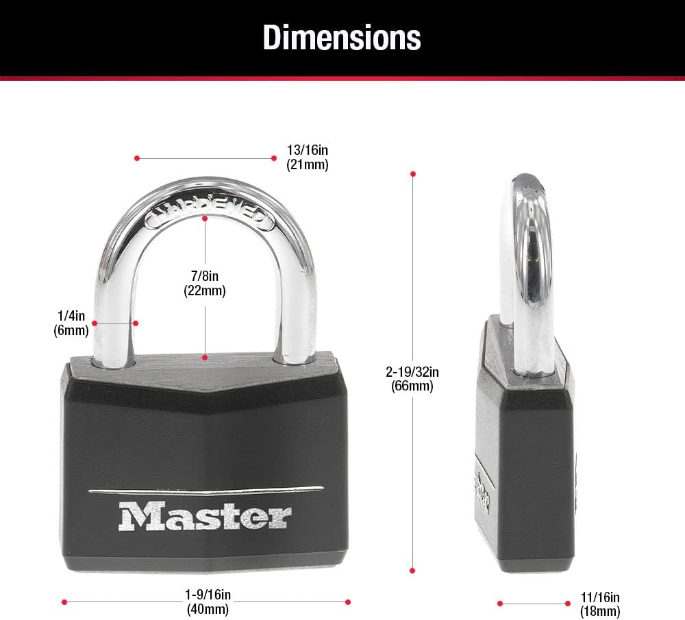 Master Lock 146D Covered Aluminum Keyed Padlock, 1-9/16 Inches, Pink - Black image number 7