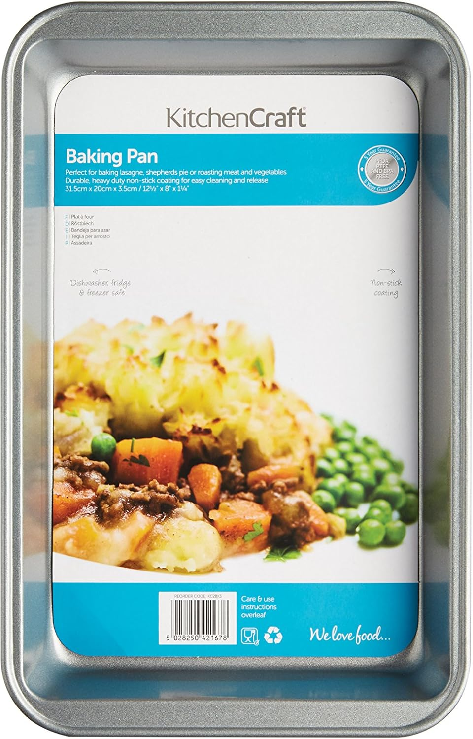 Kitchencraft KC2BK3 Roasting Tin/Baking Tray with Non Stick Coating, 31 X 20 X 3.5 Cm, Silver