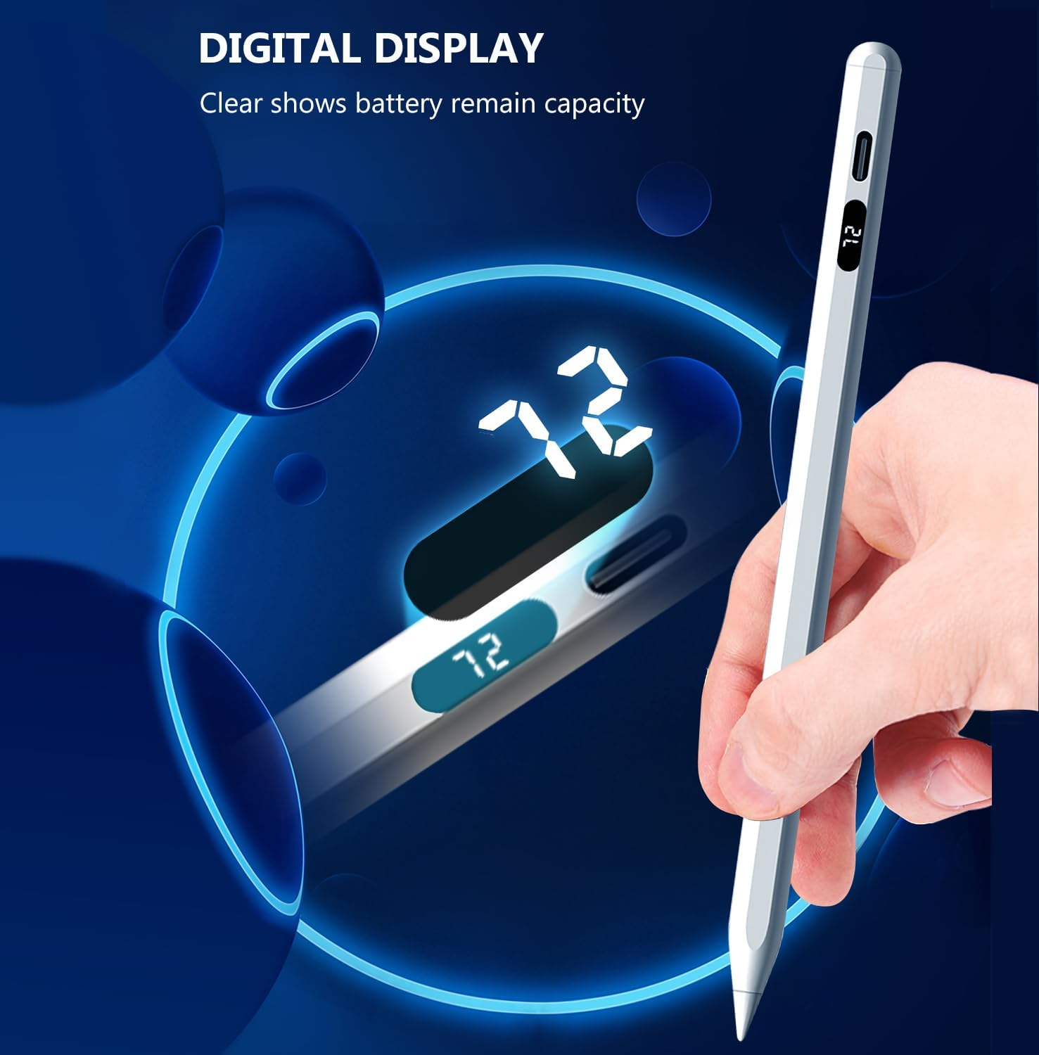 Active Stylus Pen Universal for Android/Ios Touch Screen Device, Upgraded Stylus Pen Rechargeable Stylus for Samsung/Ipad/Lenovo Tablet [Digital Display] [Magnetic] (Touch Button) image number 5