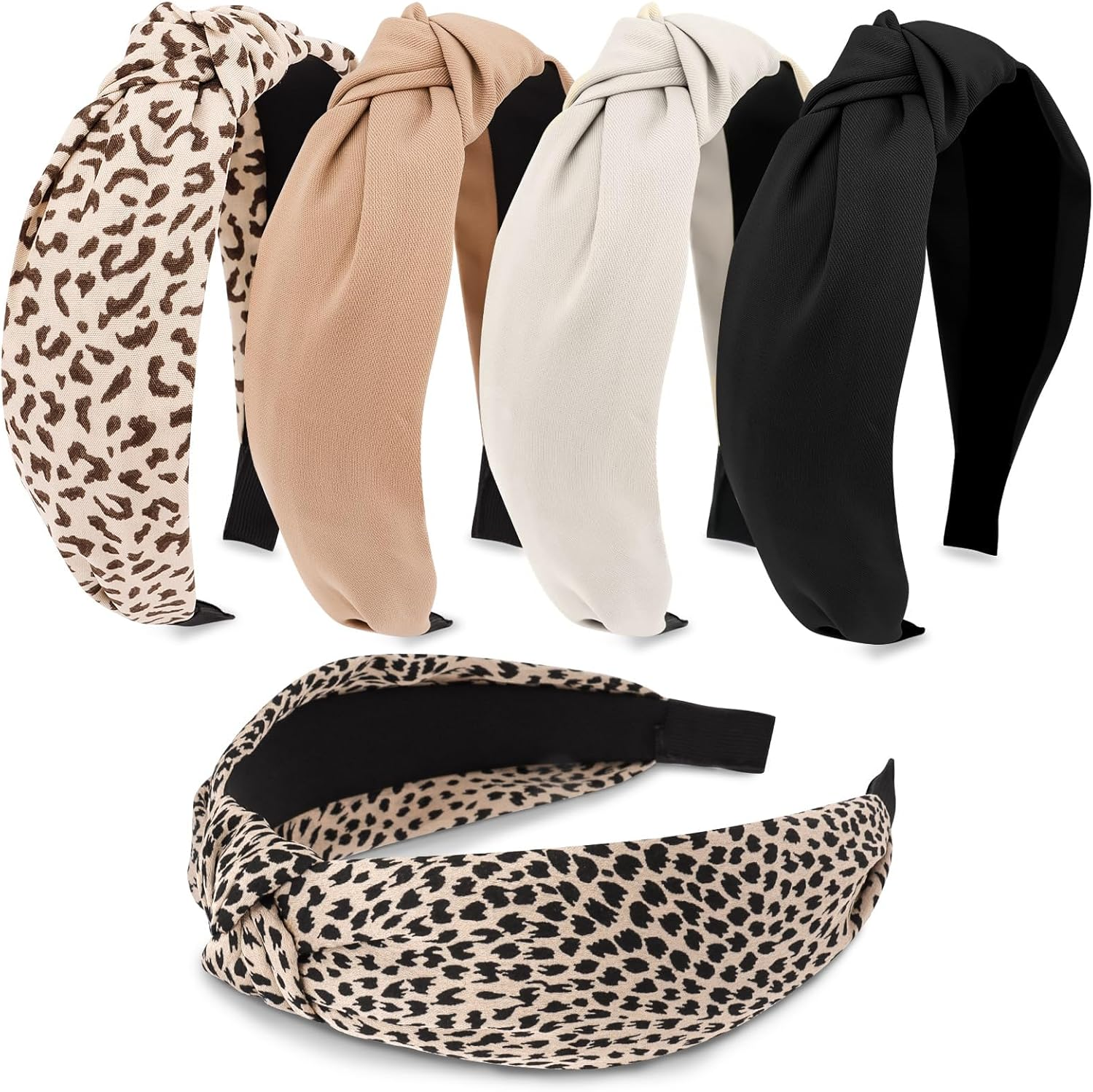 TELAIN Women'S Headbands with Central Knot, Set of 5, Soft and Comfortable Material, Versatile Design for Any Occasion, Great Women image number 5