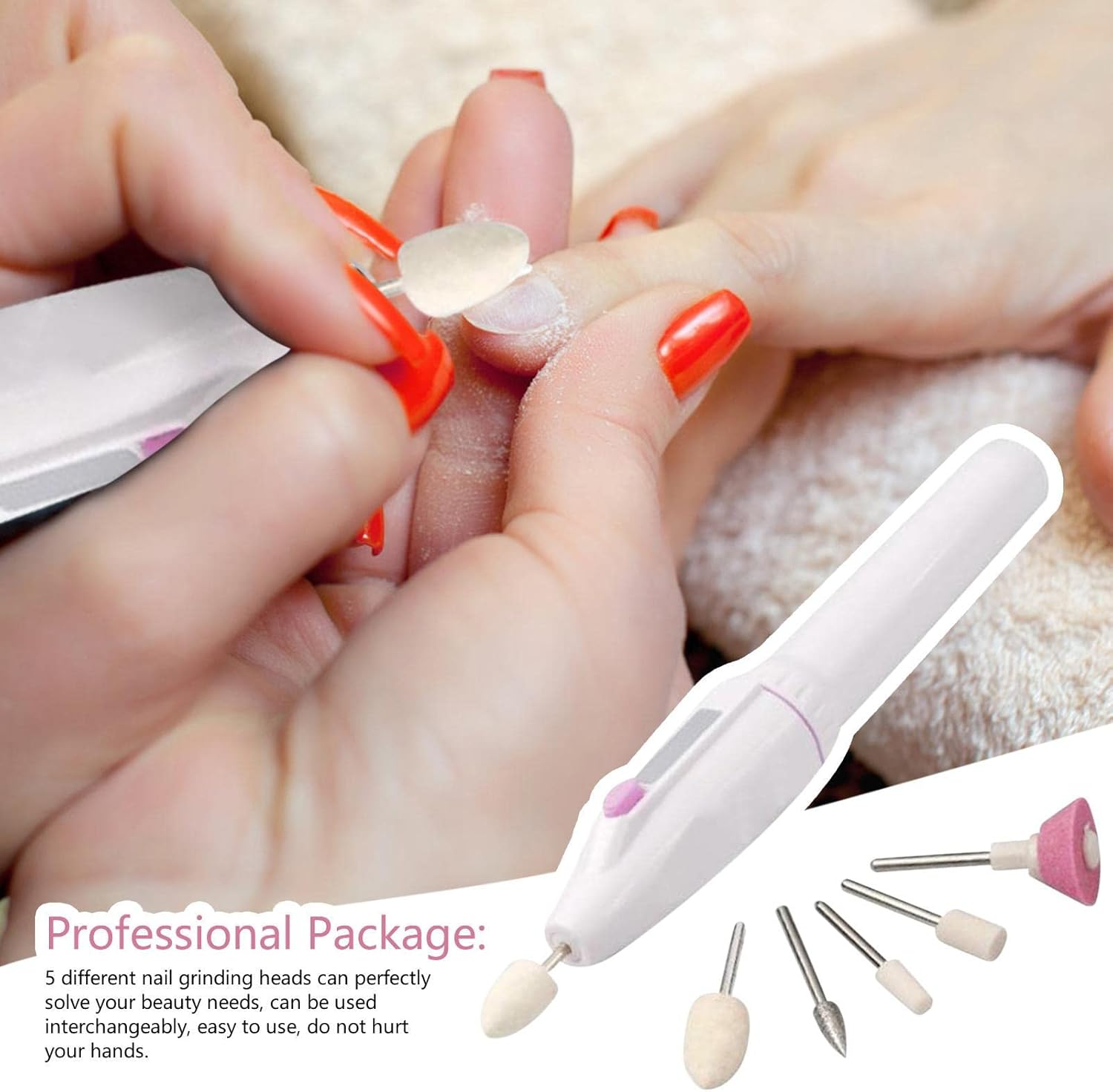 Electric Nail File Set,Manicure Pedicure Tool with 5 Nail Drill | Nail Buffer Drill Polisher for Natural Fingernails Toenails Wynott image number 2