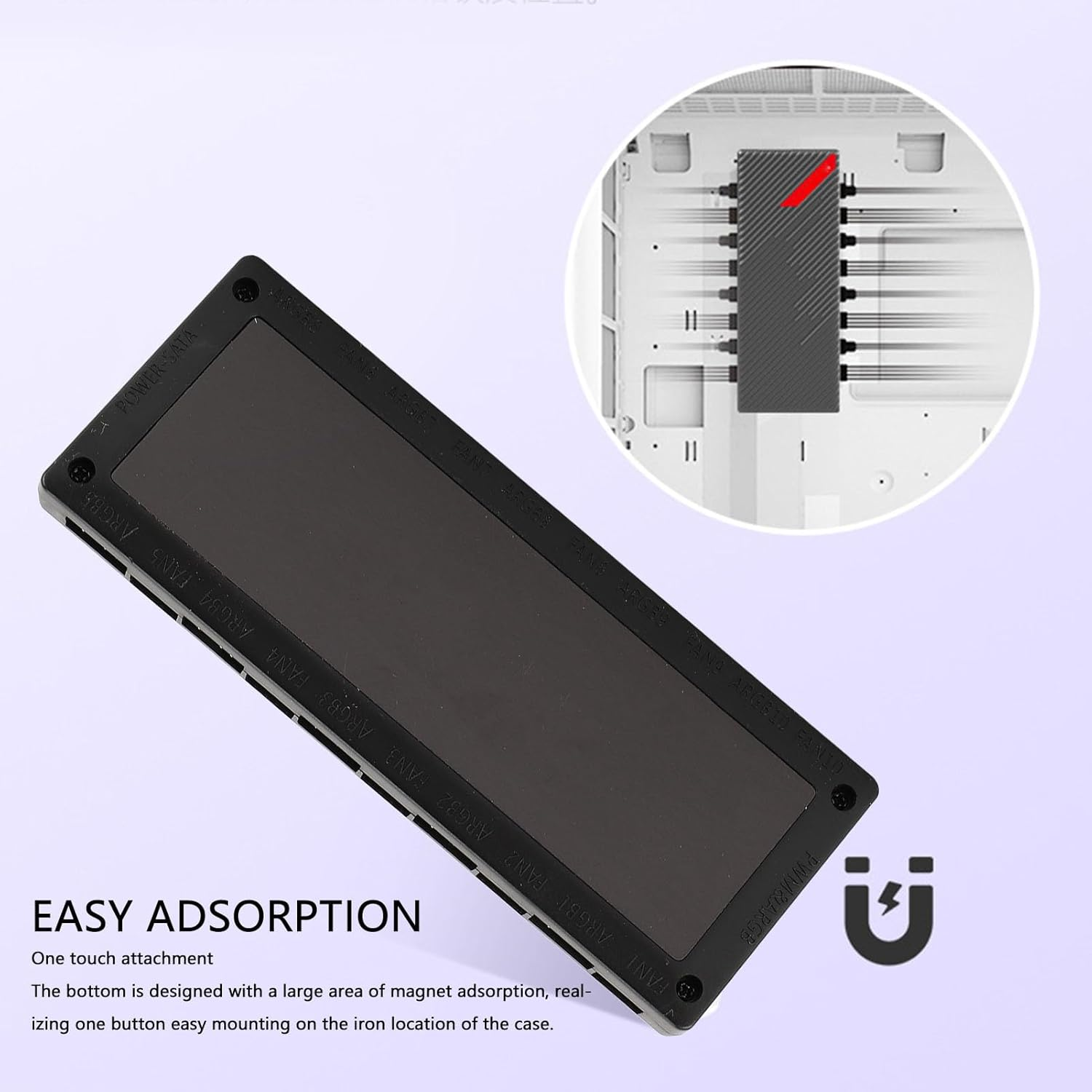 ARGB Fan Hub Controller, 5V 3Pin PWM Fans Splitter with Hidden Magnetic Base, Serial ATA Power Port, Supports up to 10 PC Case Fans image number 3