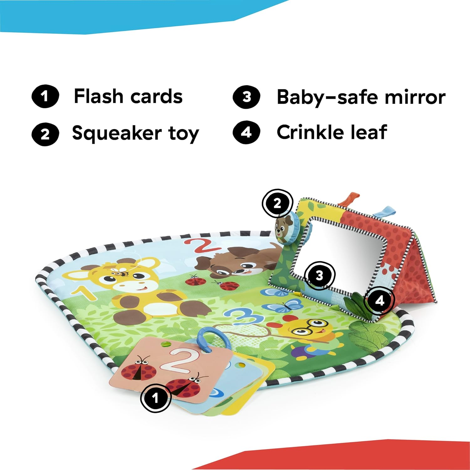 Baby Einstein Discovery Garden Tummy Time Mat & Mirror, Ages 0-6 Months, Multisensory image number 5