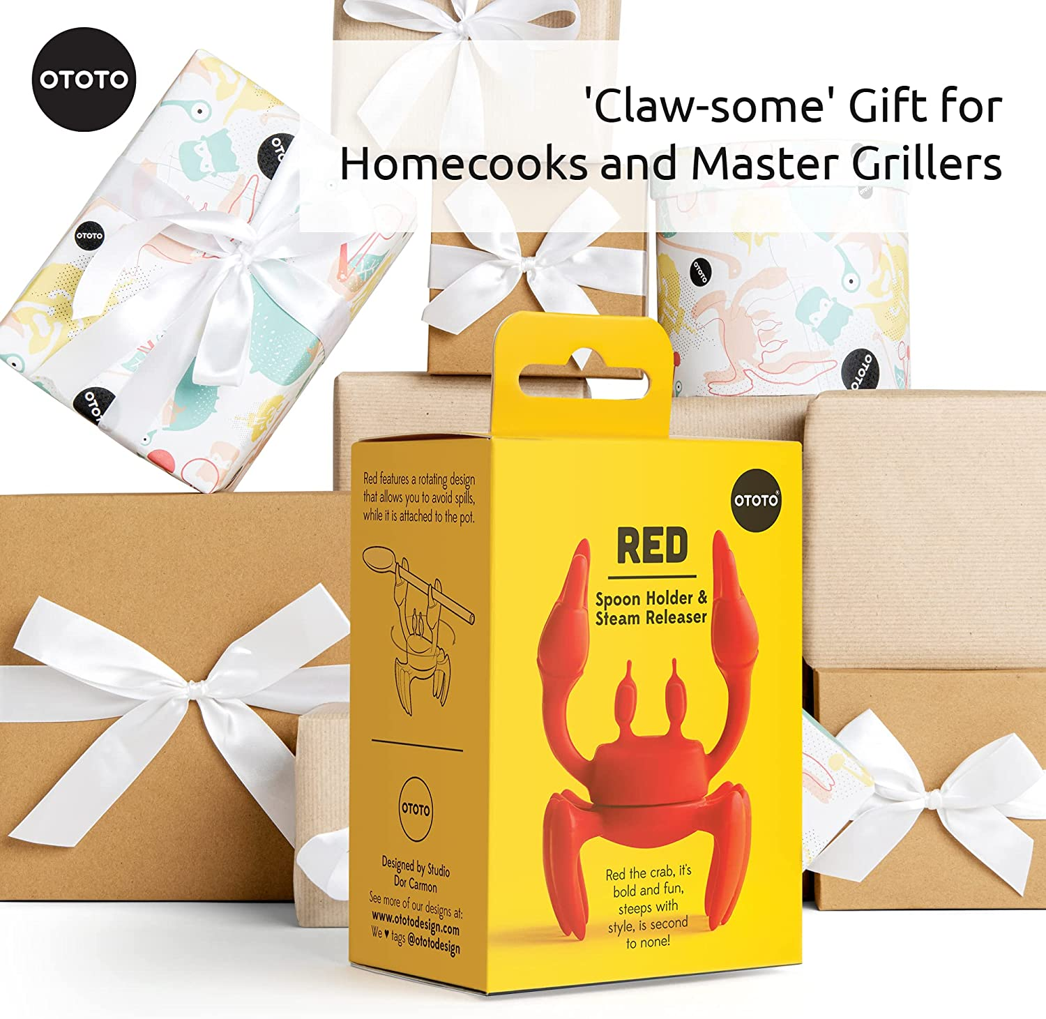 RED Crab Spoon Holder & Steam Releaser by OTOTO