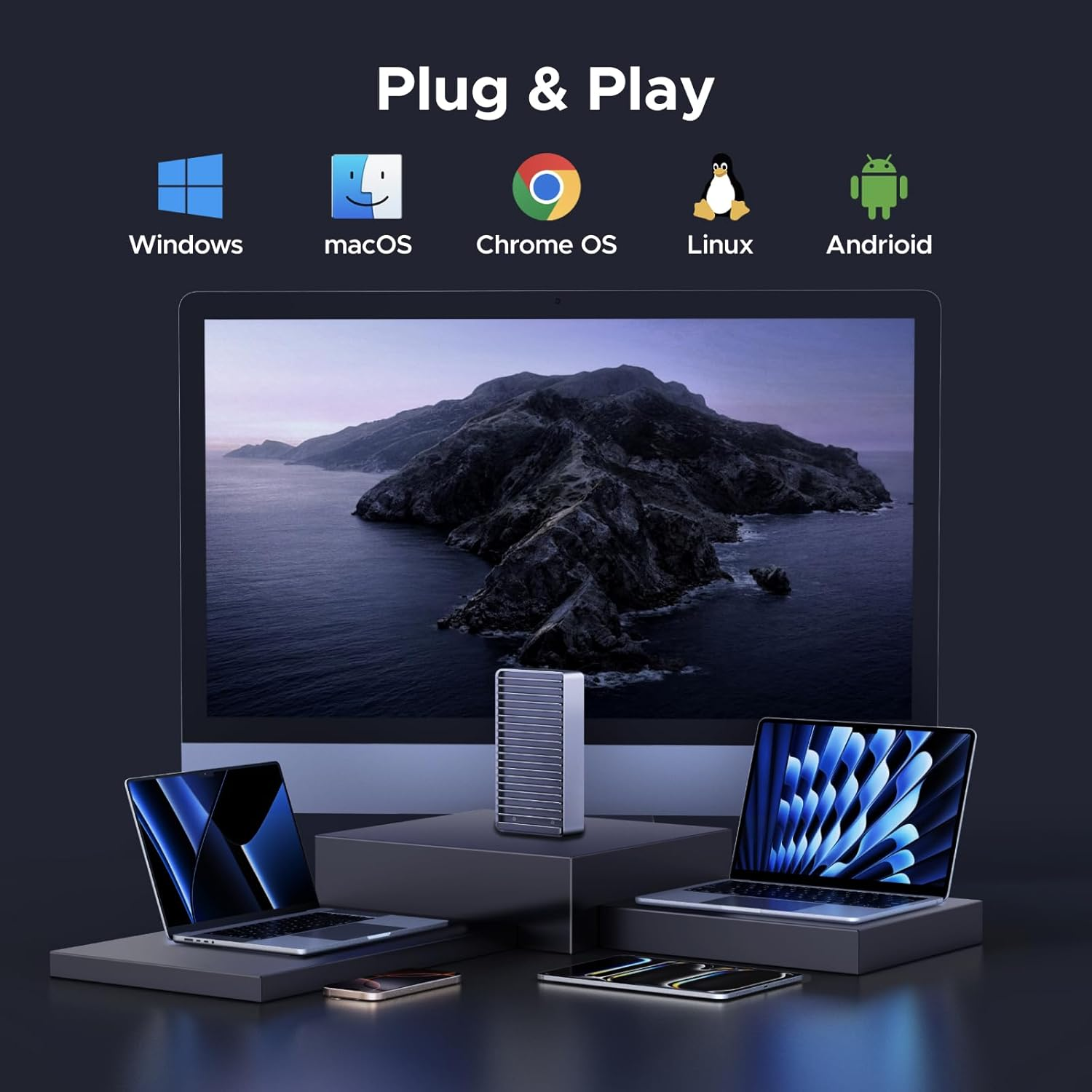 UGREEN 40Gbps M.2 Nvme SSD Enclosure, External SSD Drive with Double-Sided Fin Heat Dissipation, Compatible with Thunderbolt 4/3/USB4/3.2/2.0, Support M-Key/(M&B) Key 2280/2260/2242/2230 SSD Size image number 3