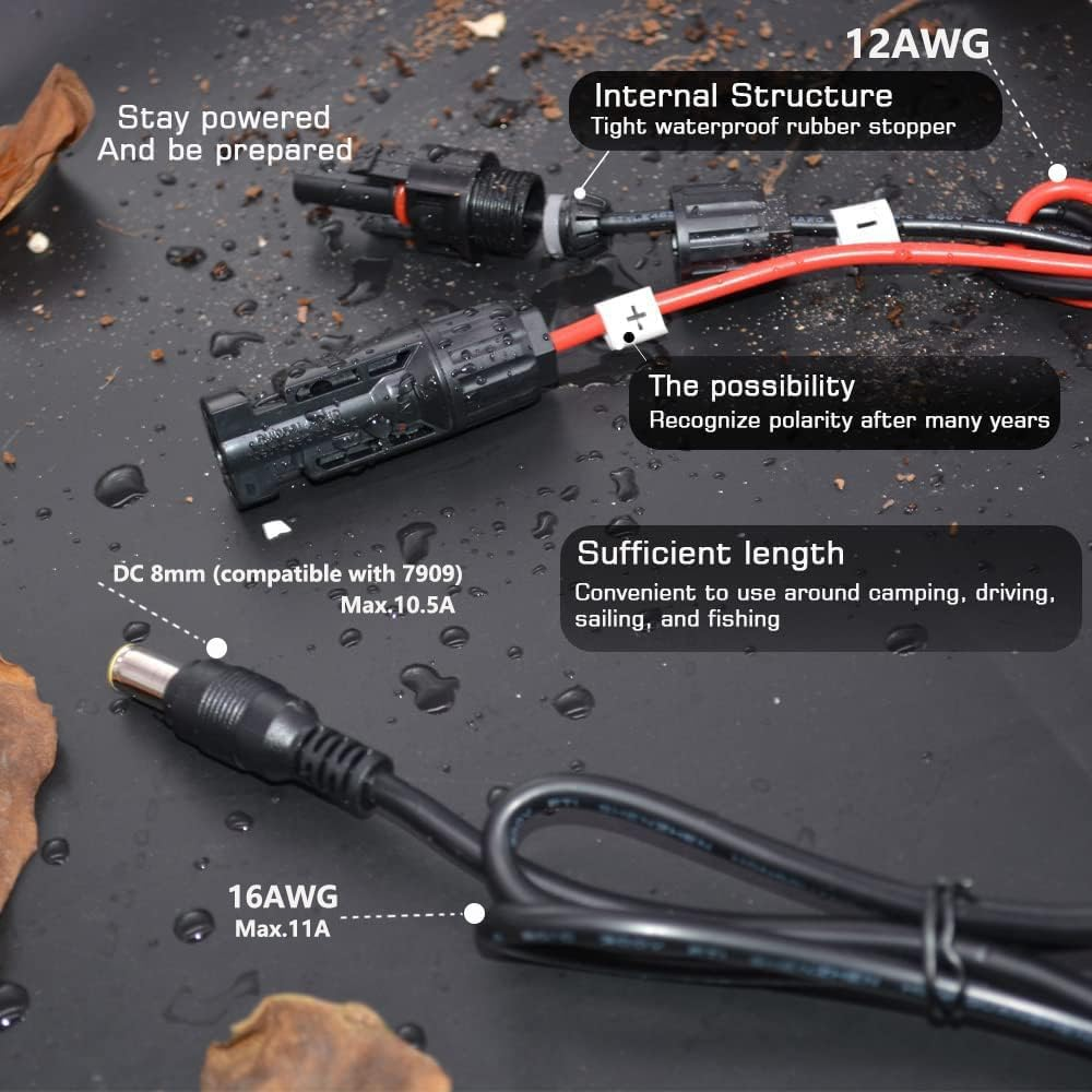 Solar Kits Adapter DC 8Mm Cable Compatible with MC4 Connectors to Charge the Portable Power Station Solar Generator Powered by Solar Panels image number 2