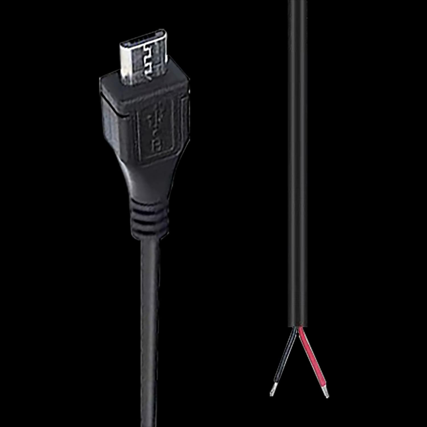 Tunghey 2Pack Micro USB to Bare Wire Open End Cable 5V 2.1A 22AWG 2 Cores Power Pigtail Repair Tin on the Tail Cable Cord DIY Black image number 2