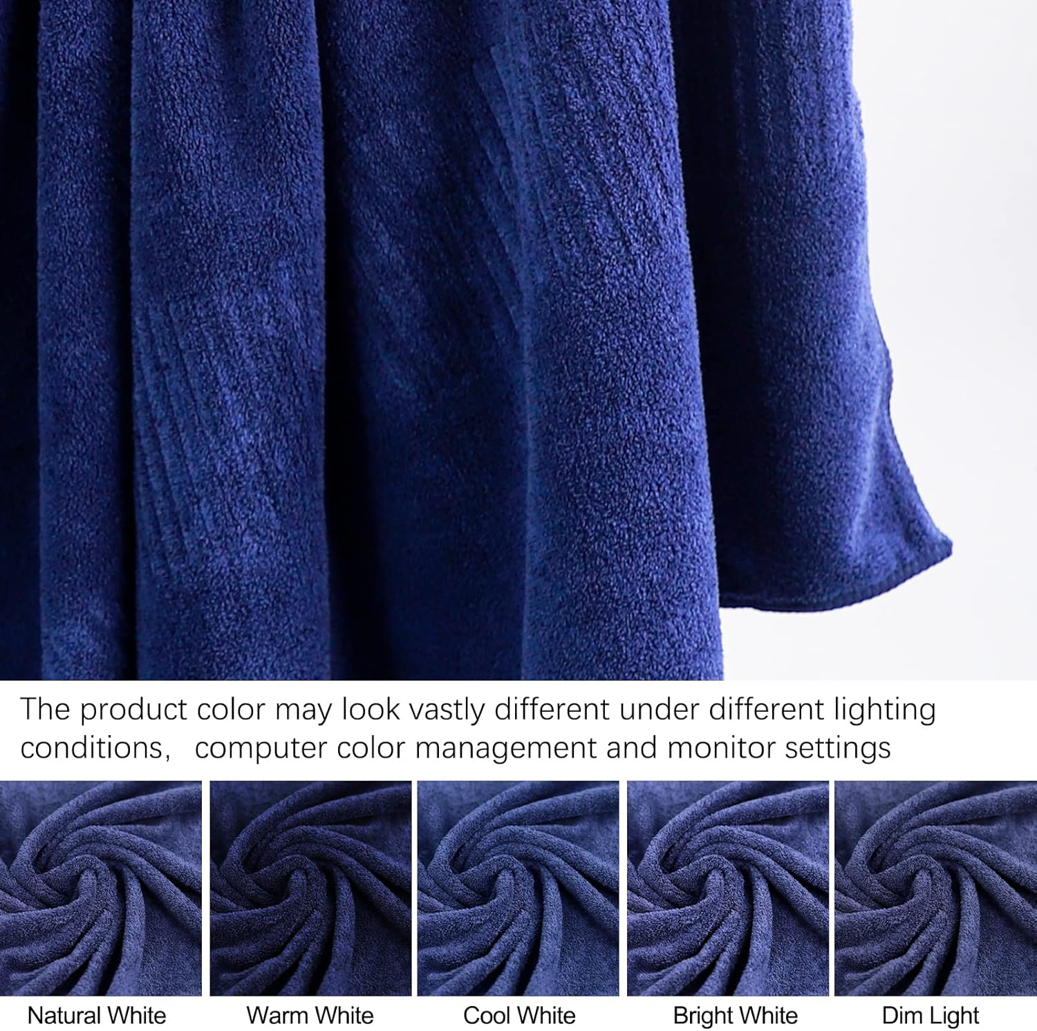 SEISSO Pack of 2 Bath Towel, Premium Bamboo Fibre Bath Sheets 90 X 160Cm, Super Soft, Highly Absorbent and Quick Dry Bath Sheet, Use for Hotel, Spa, Bathroom, Sports Towels, Yoga Towel, Dark Blue - Dark Blue image number 6