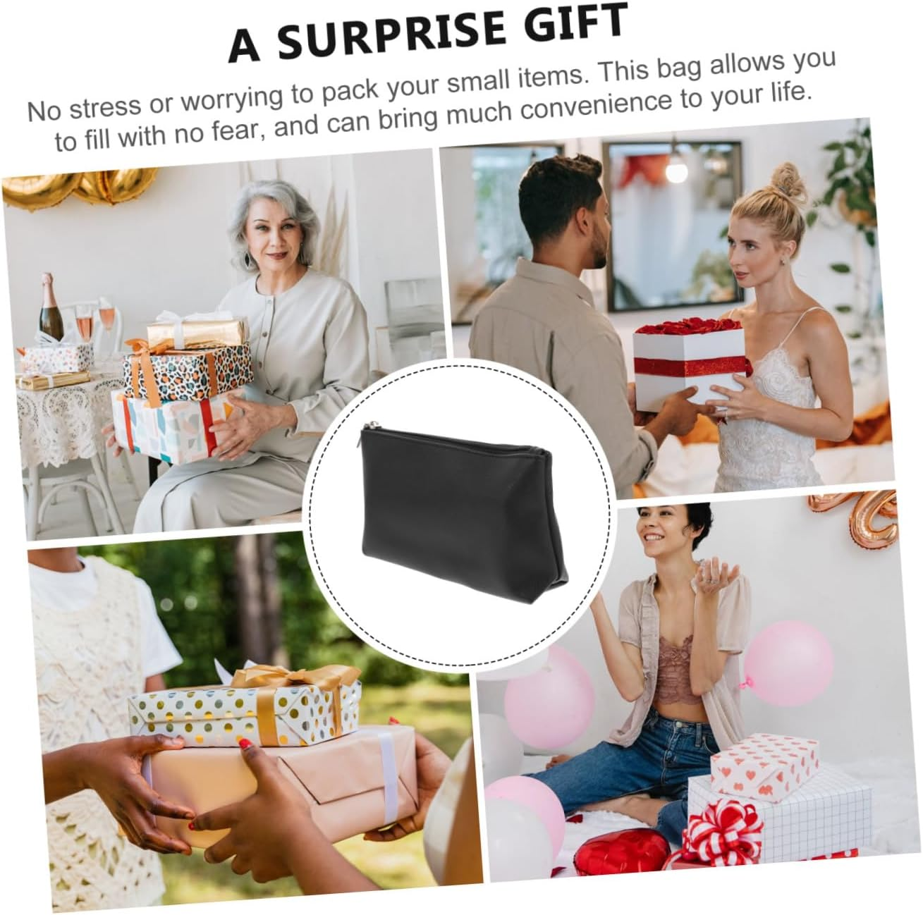 VANZACK Portable Makeup Brush Organizer Bag Compact PU Leather Cosmetic Case for Travel Stylish Storage Pouch for Women Easy Access Travel Makeup Bag image number 1