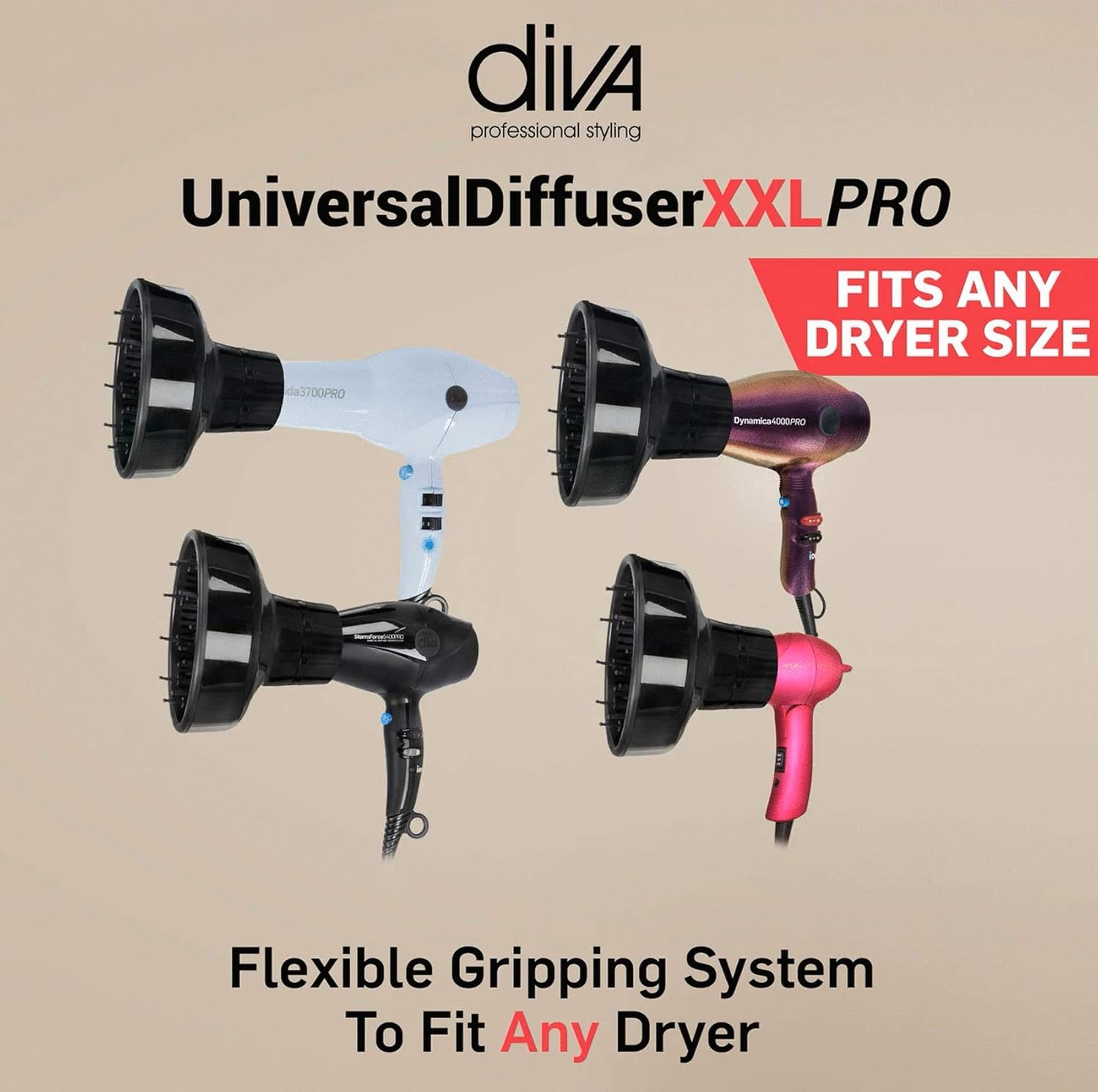 Diva Pro Styling XXL Pro Diffuser - Flexible Gripping System to Fit Any Dryer PRO124 image number 1