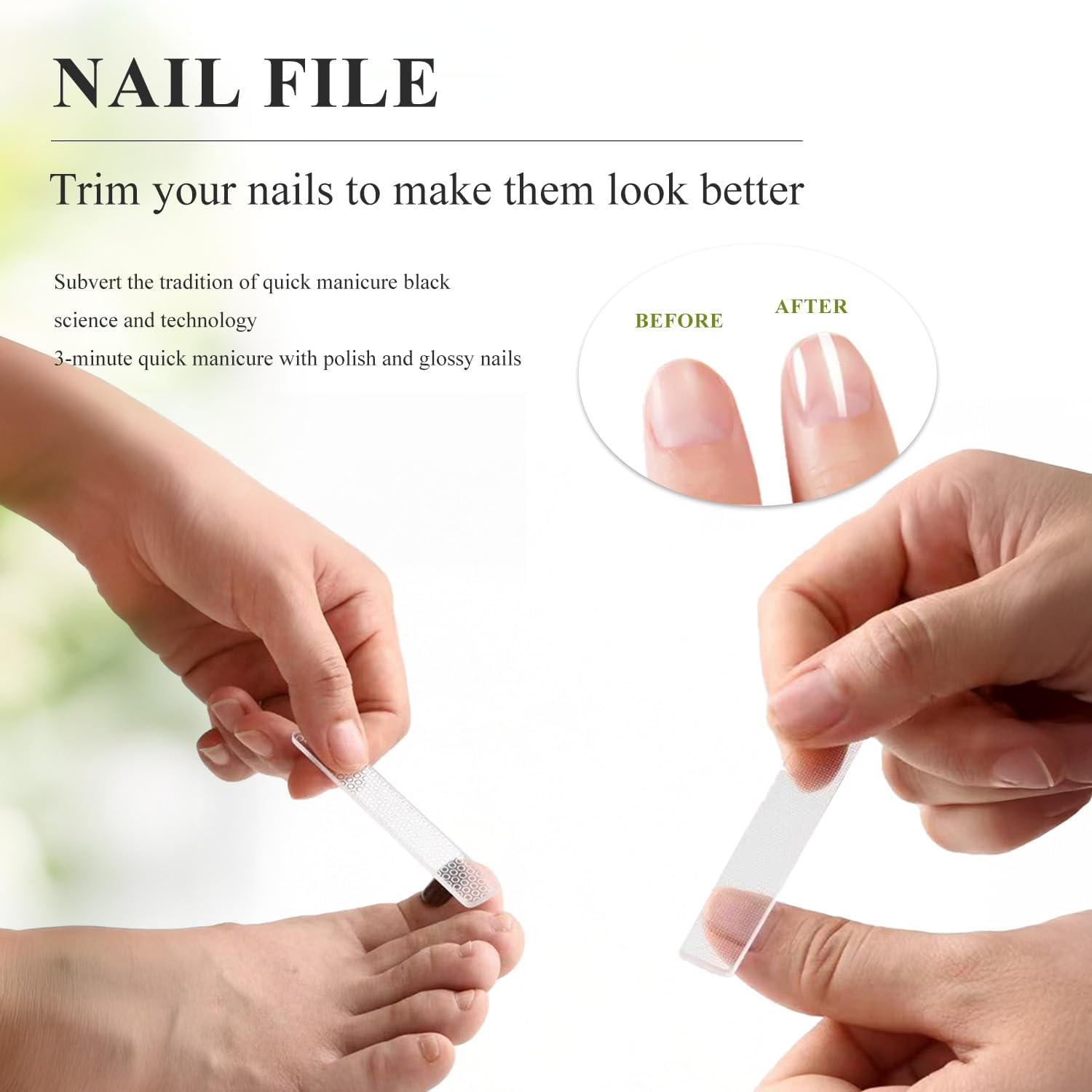 TORMEN 3 Pcs Glass Foot File Nano Callus Remover for Feet Tool Containing Micro Abrasive Particles Suitable Dry and Wet Care of Hard Skin Nail Care image number 6