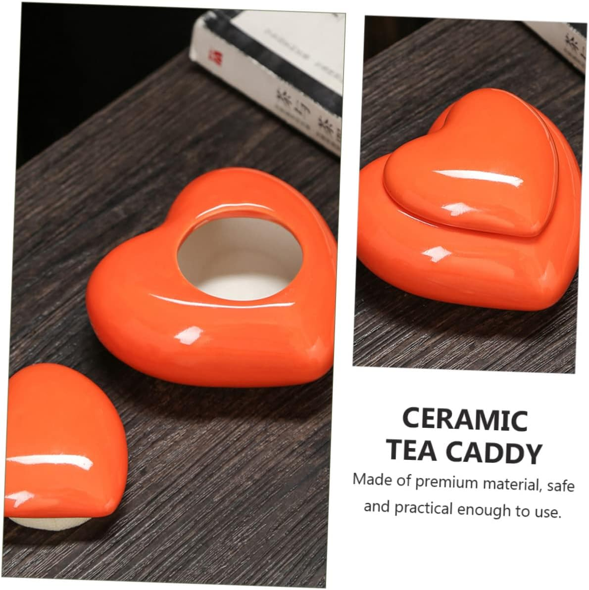 SHOWERORO Creative Heart-Shaped Ceramic Tea Jar Souvenir Lid Storage Container for Tea-Leaf Empty Jar for Home Decor image number 6