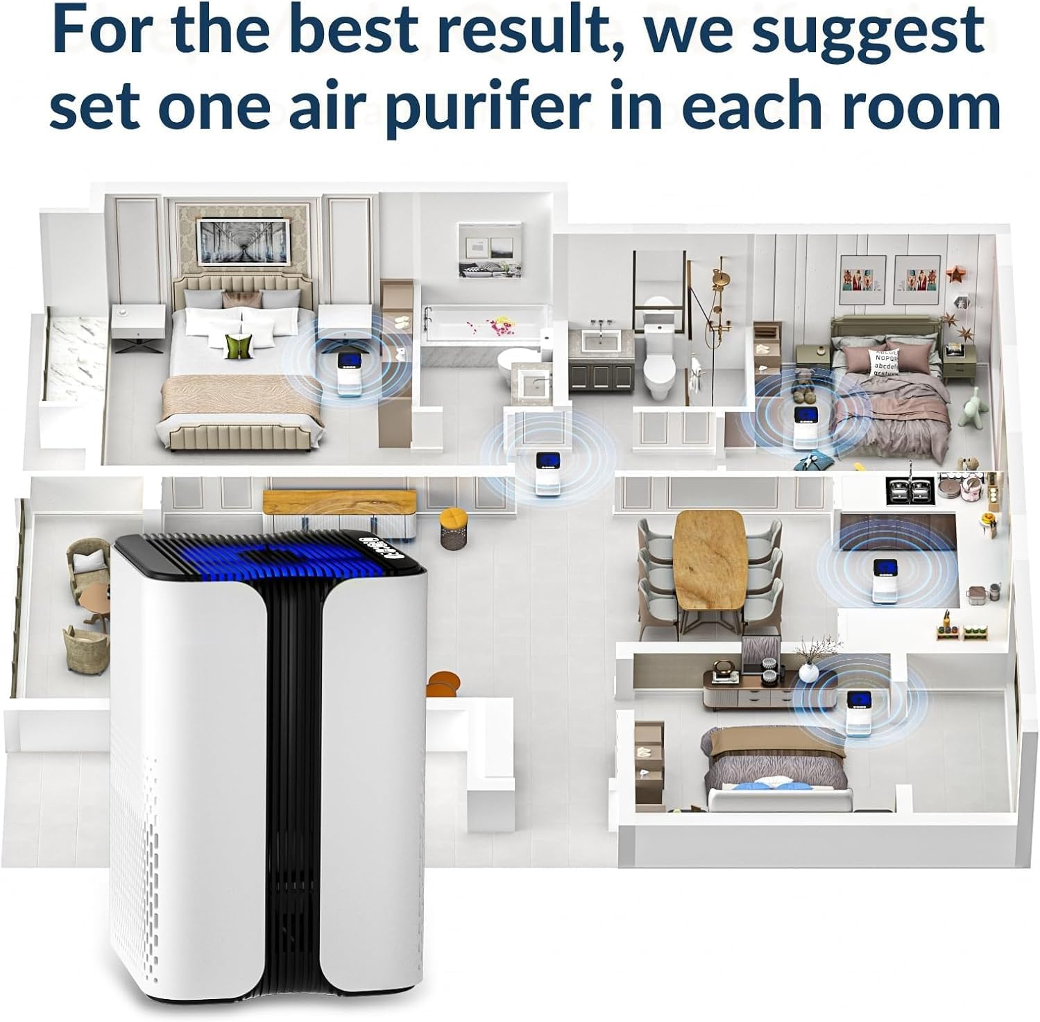 Air Purifier for Home with HEPA Filter, Ultra-Quiet 24Db Sleep Mode, Night Light, 3 Timers & Aromatherapy for Bedroom, Dorm, Apartment, Kitchen &ndash; KJ7 image number 4