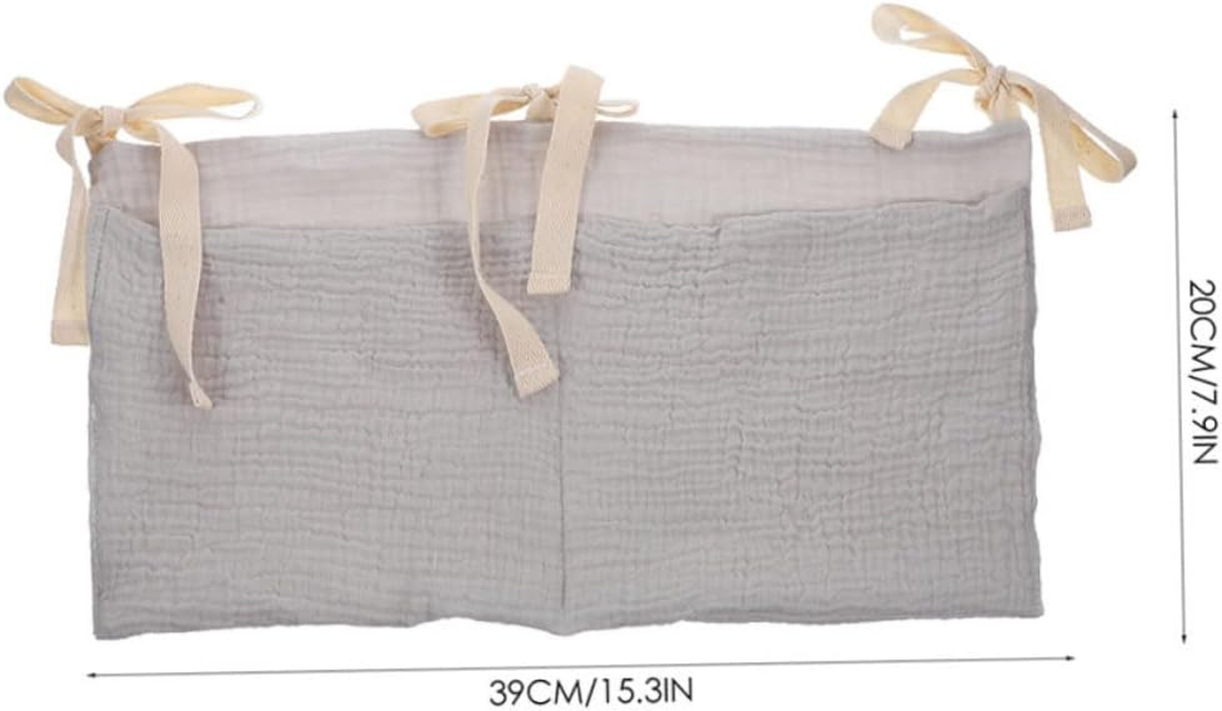 2Pcs Crib Hanging Organizer Cotton Diaper with Dual Pockets for Nursery Essentials Stroller and Changing Table Storage Soft Material for Items image number 1