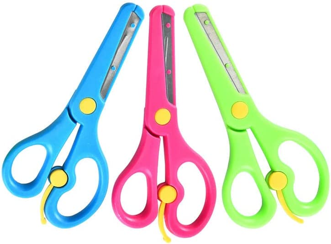 HIGHROCK 3Pcs Plastic Scissors for Kids, Safety Craft Scissors Handle Pre-School Training Scissors Children Art Craft Scissors image number 3