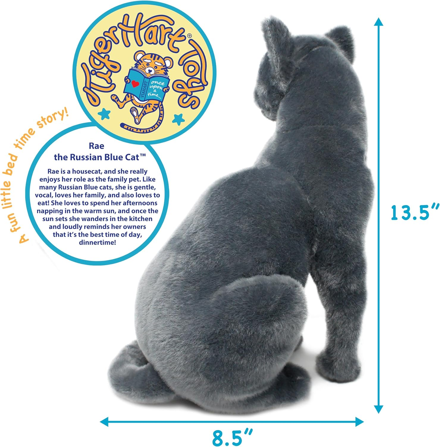 Rae the Russian Blue Cat - 12 Inch Grey Stuffed Animal Plush Gray Cat
