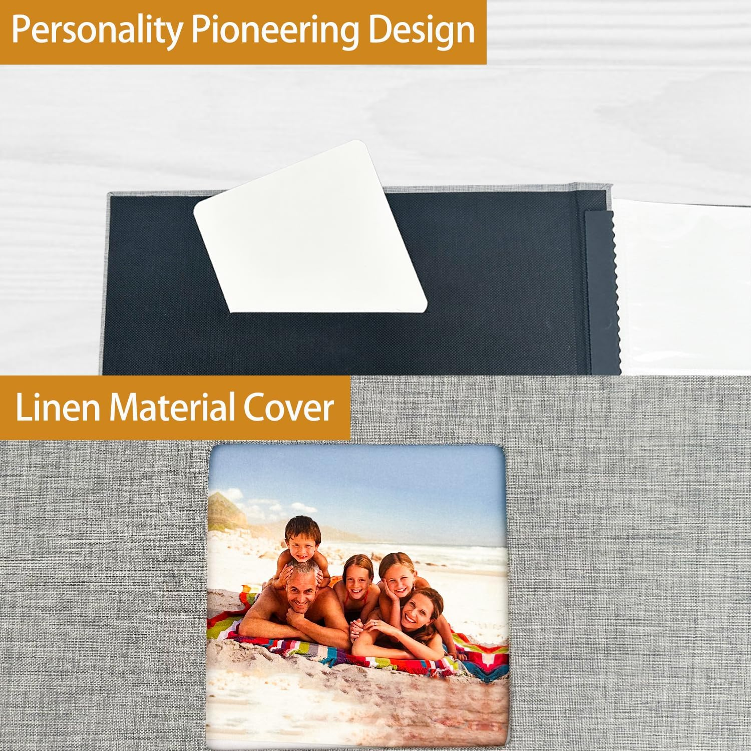 Linen Hardcover Photo Album 4X6 600 Photos Large Capacity for Family Wedding Anniversary Baby Vacation,Gray, 600 Pockets image number 2