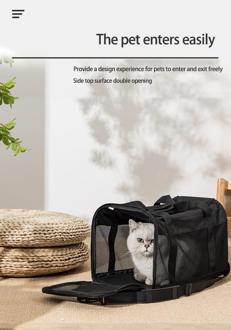 Portable Cat Carrier Dog Carrier, Lightweight Breathable Pet Carrier with Removable Pad, Puppy Travel Carrier Bag Airline Approved Black image number 4