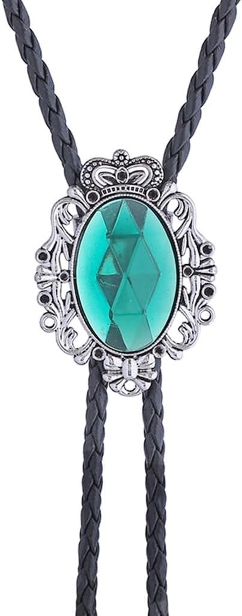 Jeilwiy Bolo Tie for Men Natural Turquoise Bolo Tie for Women Western Ties Cowboy Necktie Native American Bolos image number 6