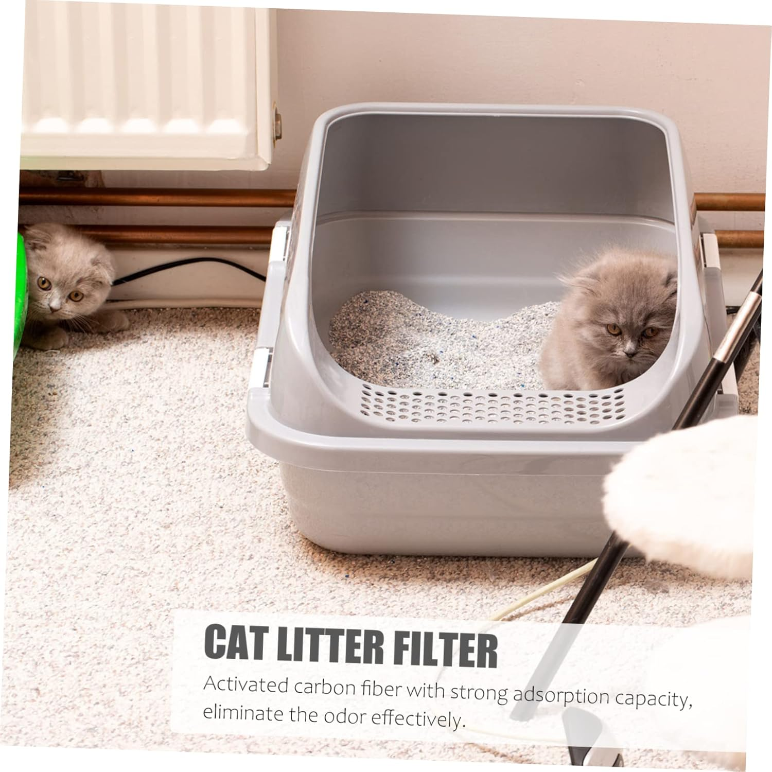 Minkissy 24Pcs Charcoal Tablets Pet Litter Box Mat Replacement Filters for Cat Litter Box Odor Absorber Pad image number 3