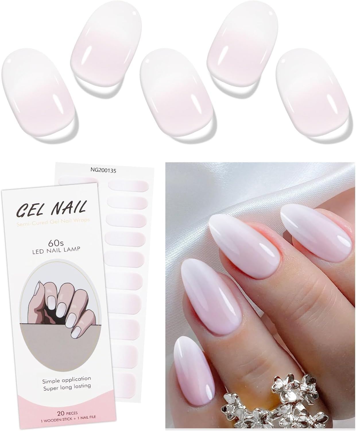 JMEOWIO Nail Foil White Cream Light Brown Gel Nail Foils Self-Adhesive Nail Stickers UV Hardening Decoration Nail Design Accessories image number 1