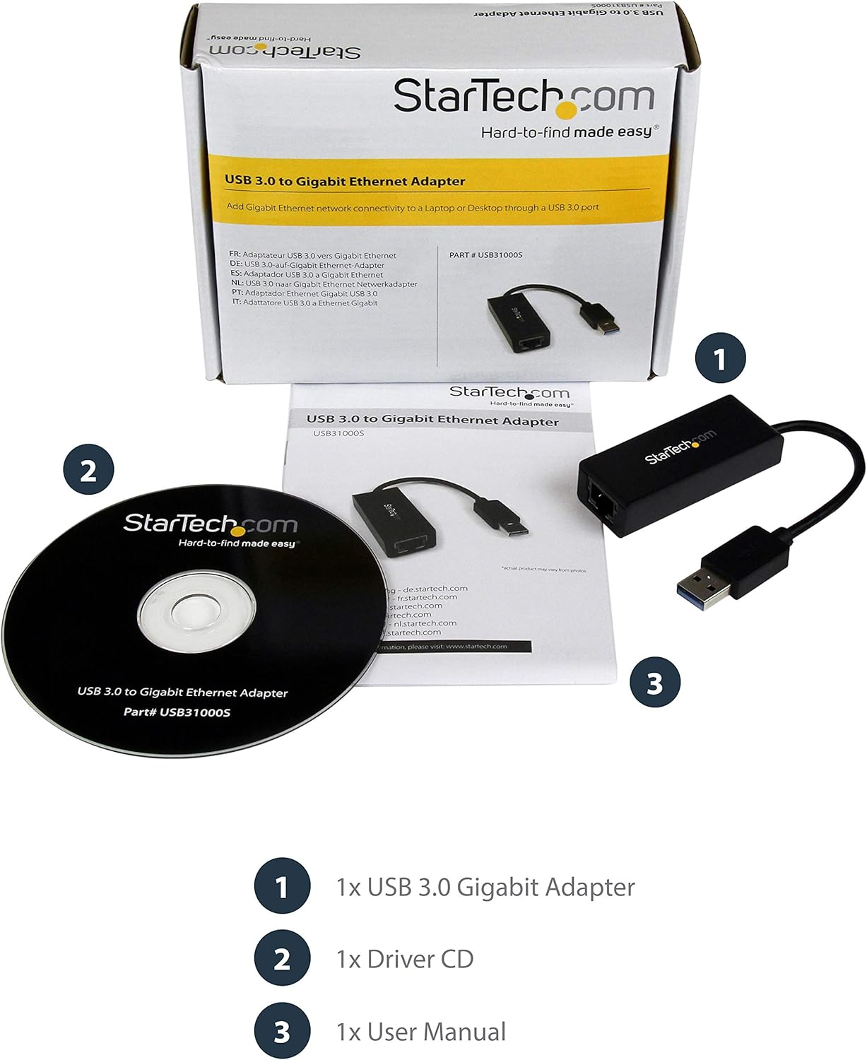 Startech.Com USB 3.0 to Gigabit Ethernet Adapter for Windows and Mac - 10/100/1000 NIC Network Converter - USB to RJ45 Gb Network Adapter for Laptop and Desktop Computers - USB Bus Powered (USB31000S) image number 7