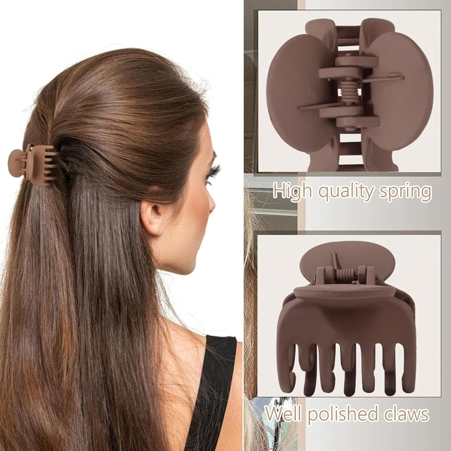 Pack of 4 Medium Claw Hair Clips, Hair Clips, Women'S Thin Hair, Plastic Hair Clip, Medium Size, Double Row Jaw Clips, 4 Colours, Non-Slip Hair Clips, for Women and Girls image number 6