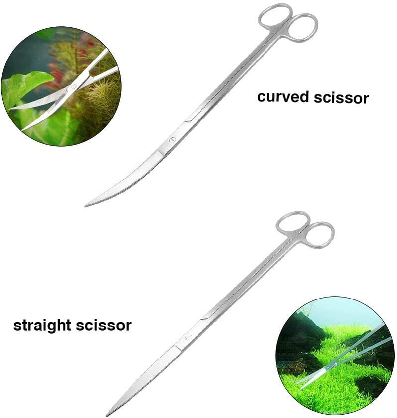 Aquascaping Tools 5 in 1 Kit Aquarium Scissors Plant Tools Curved & Straight Scissor Tweezers Spatula Stainless Steel anti Rust Aquascape Tools for Fish Tank image number 5