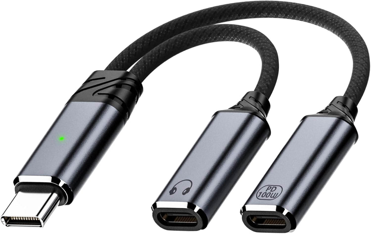 USB C Splitter 1 in 2 Out Dual USB C Headphone and Charger Audio Headphone Adapter Type C 100W PD Fast Charging Splitter Cable Dongle Hi-Fi Sound Compatible with Iphone 15 16 17 Pro Max Ipad Android image number 4