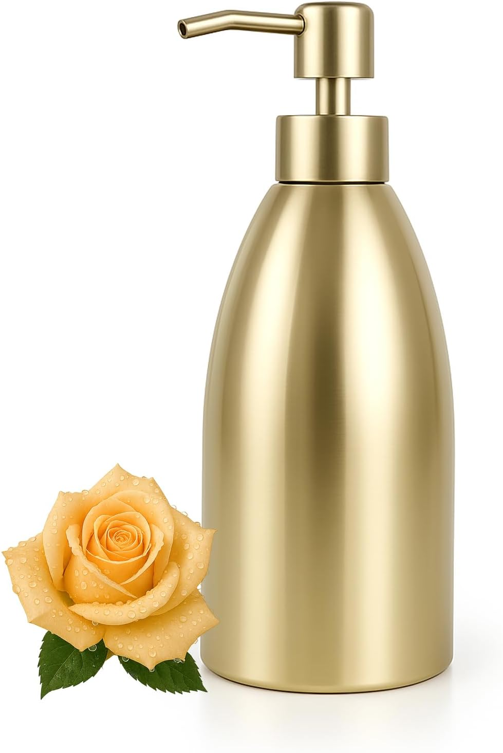 Emarful 304 Stainless Steel Soap Dispenser 16Oz Rust-Proof Liquid Soap Pump Bottle for Kitchen or Bathroom Countertop Hand Dish Lotion Leak-Proof (Gold)