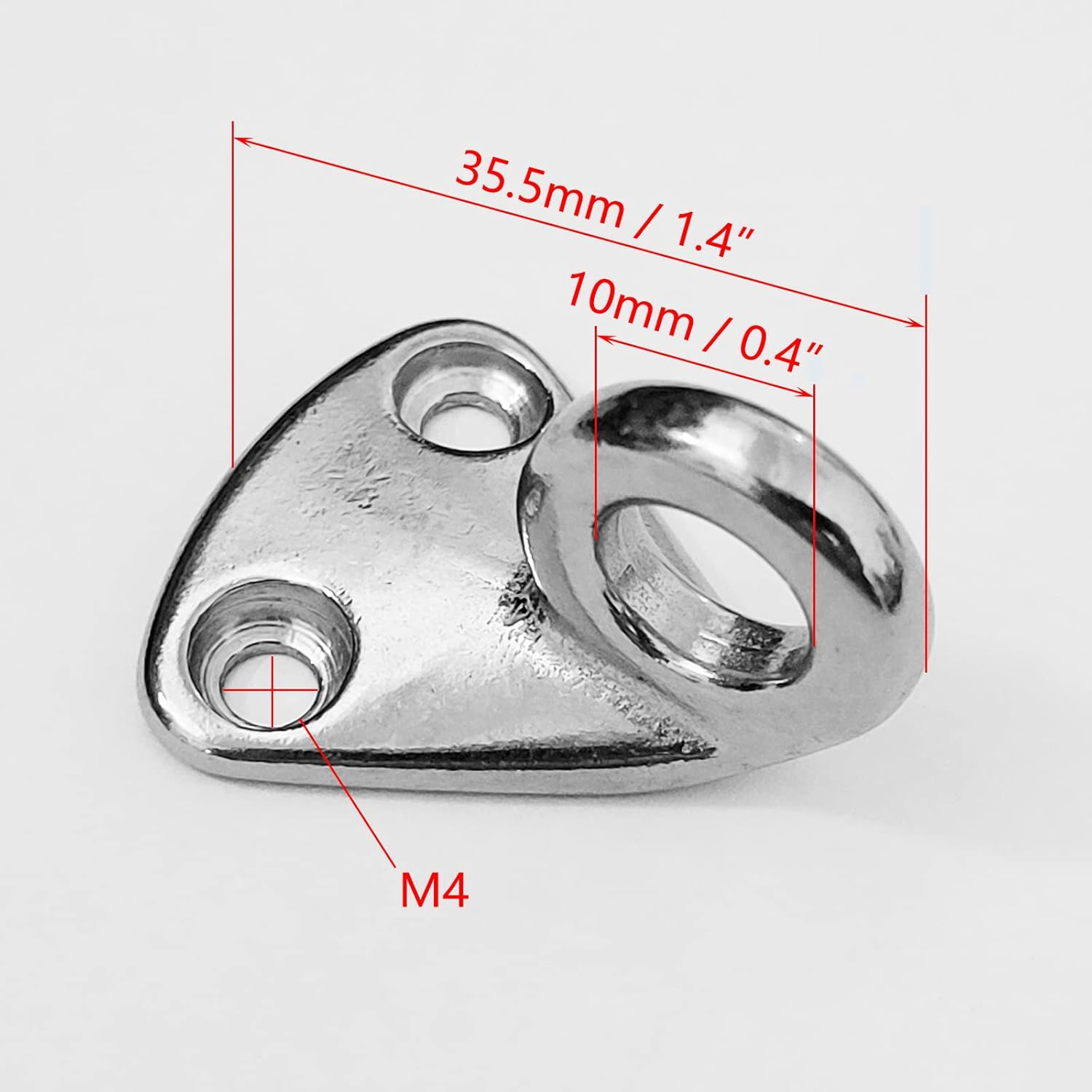 Auto-Plaza 4Pcs 0.4 Inch Fending Pad Eye Fender Hook 316 Stainless Steel W/Screws Boat Ship Deck Hardware Marine Grade image number 2